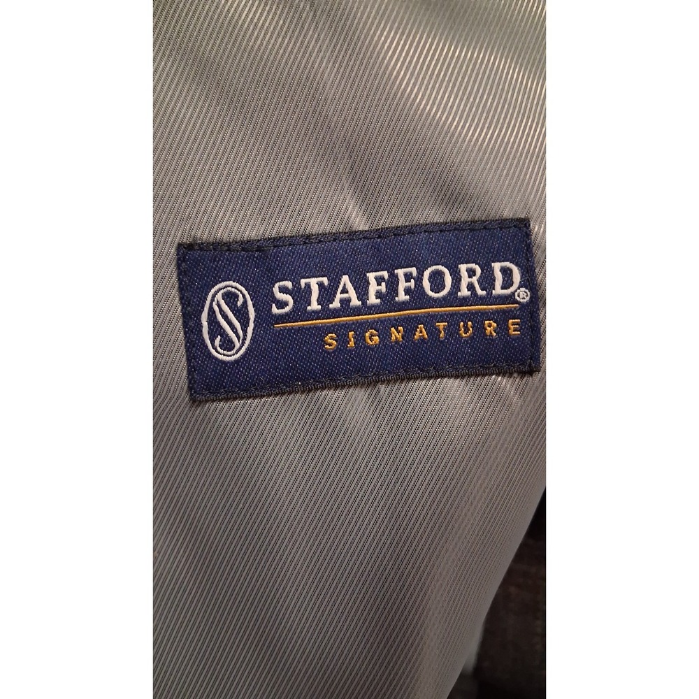 Stafford Plaid Blazer Classic Fit 46L‎ Brown Check Sport Coat Windowpane Jacket - Picture 10 of 10
